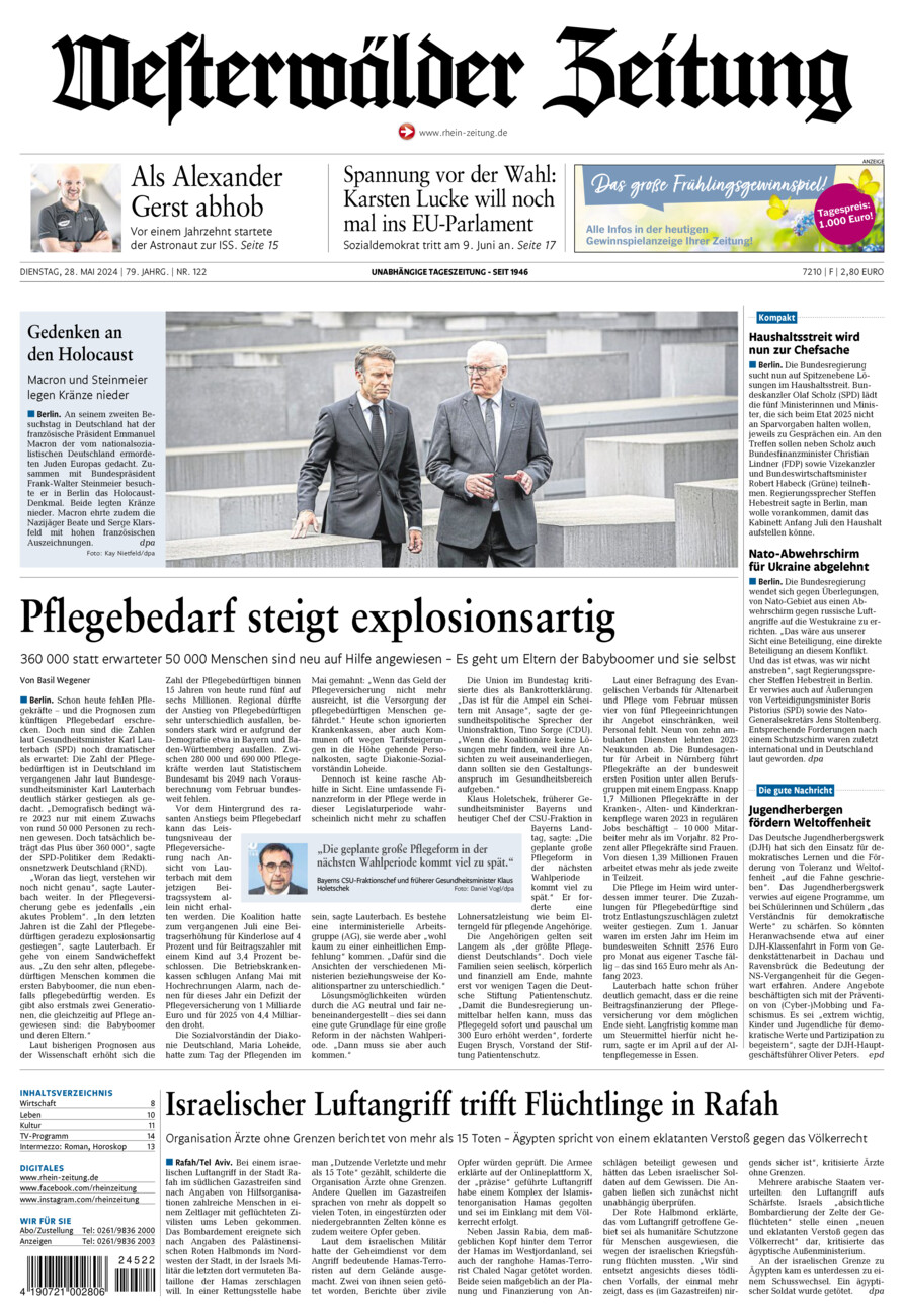 Westerwälder Zeitung vom Dienstag, 28.05.2024