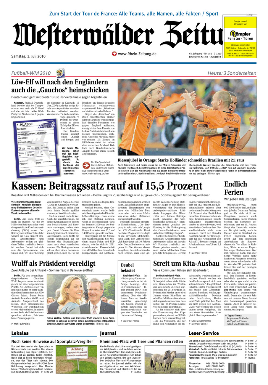 Westerwälder Zeitung vom Samstag, 03.07.2010