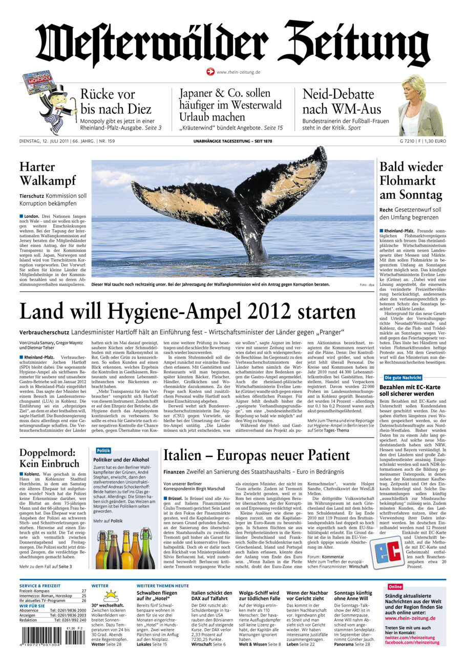 Westerwälder Zeitung vom Dienstag, 12.07.2011