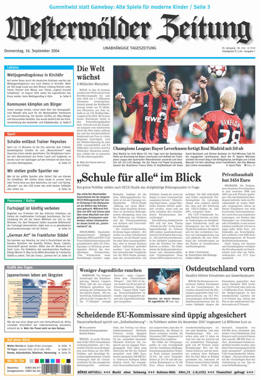 Westerwälder Zeitung vom Donnerstag, 16.09.2004