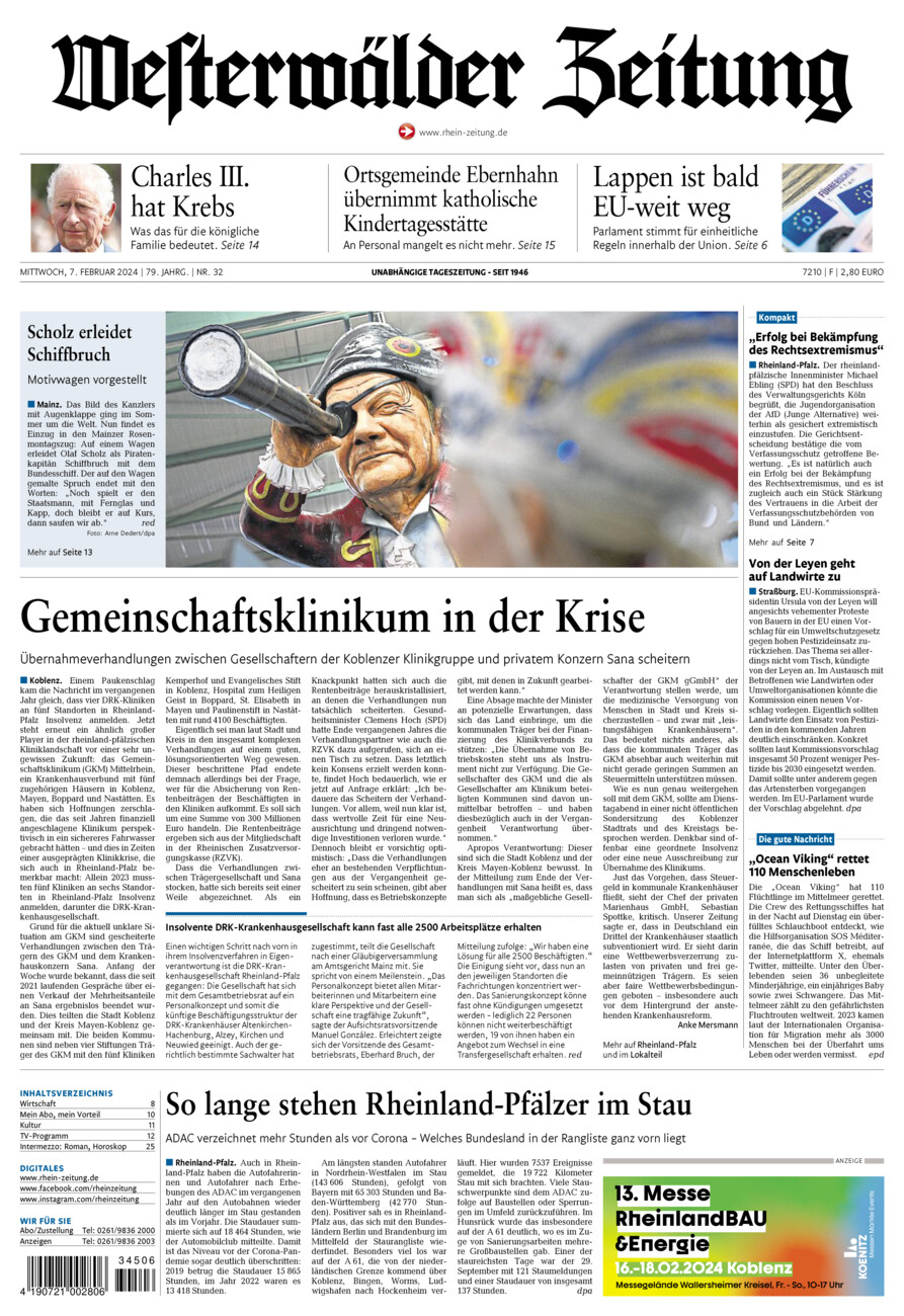 Westerwälder Zeitung vom Mittwoch, 07.02.2024