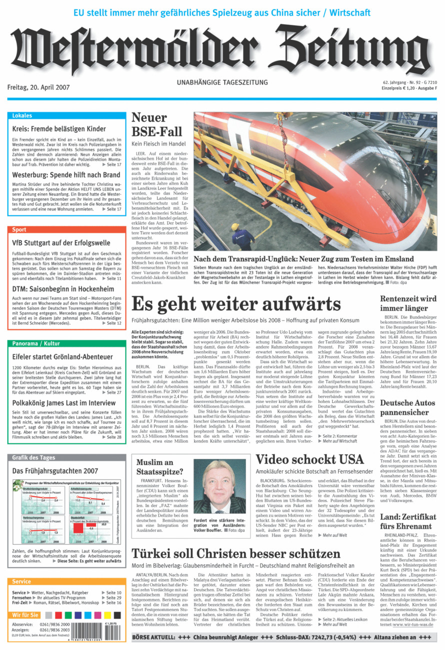 Westerwälder Zeitung vom Freitag, 20.04.2007