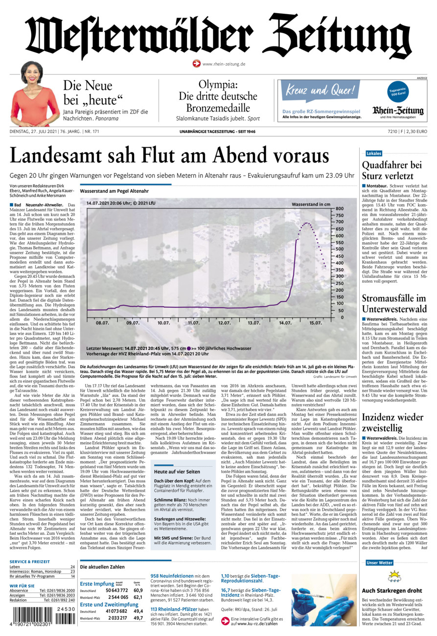 Westerwälder Zeitung vom Dienstag, 27.07.2021
