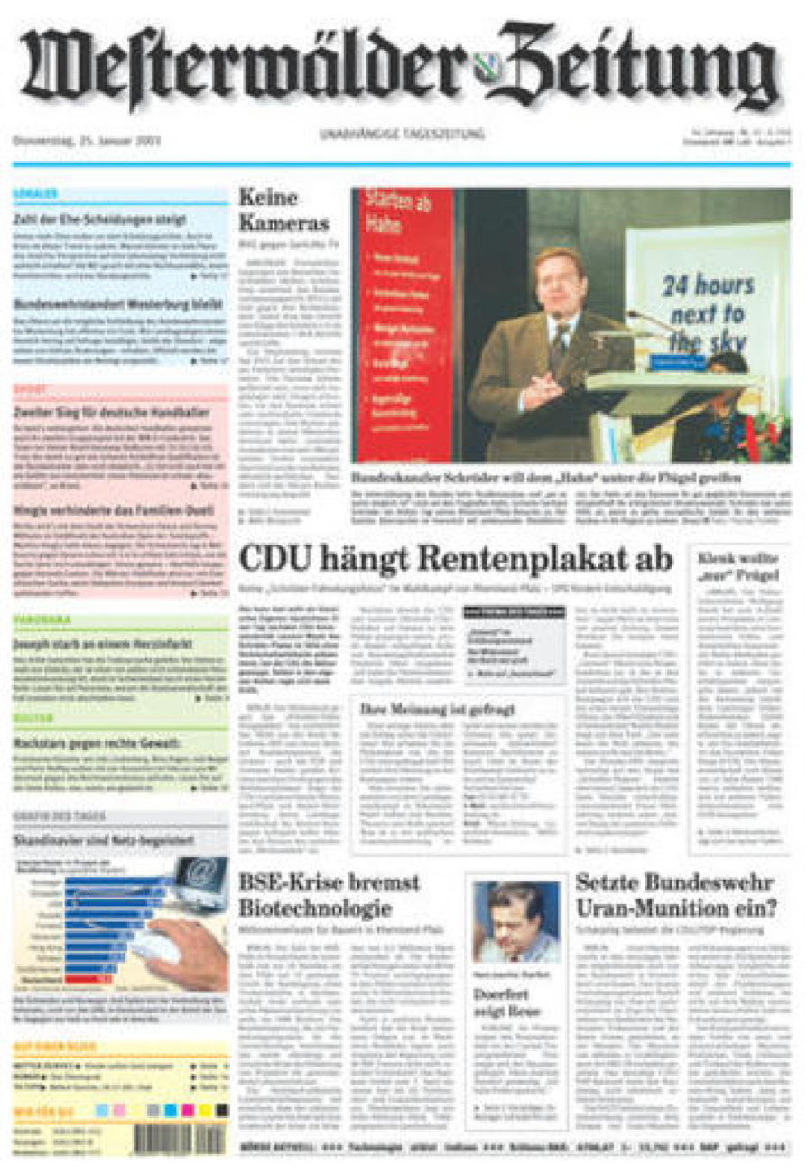 Westerwälder Zeitung vom Donnerstag, 25.01.2001