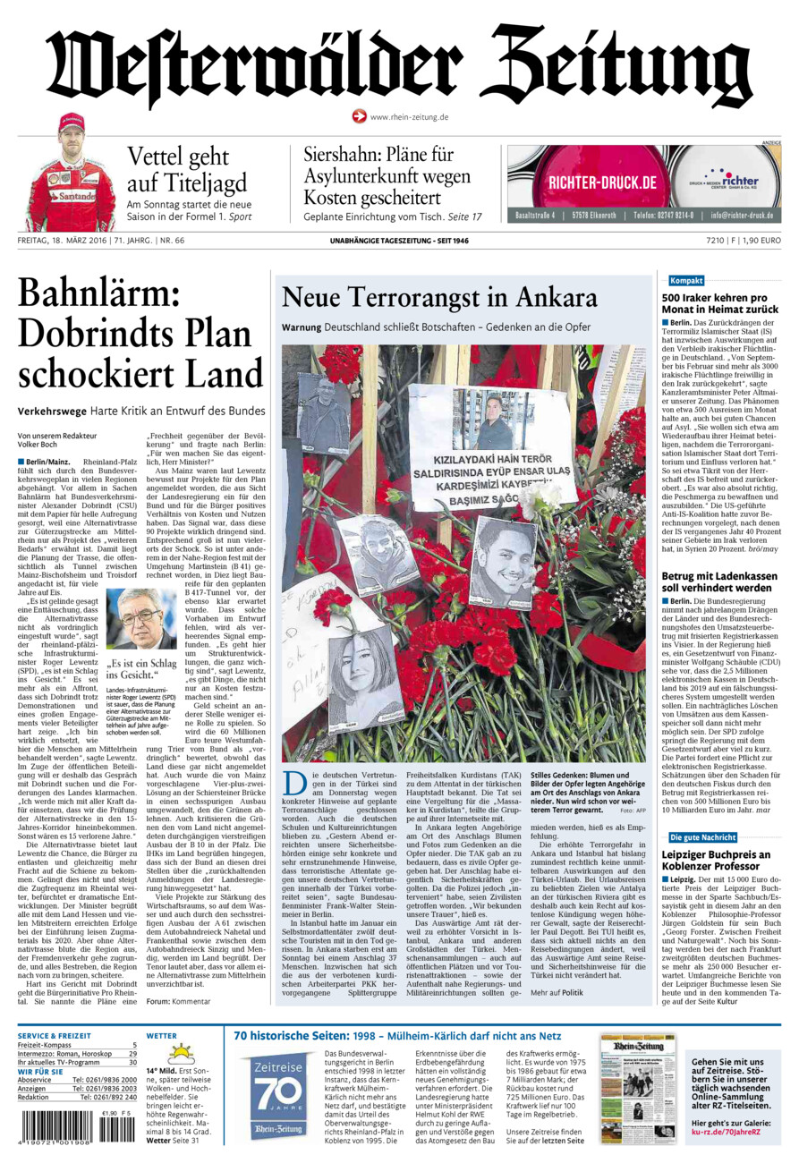 Westerwälder Zeitung vom Freitag, 18.03.2016