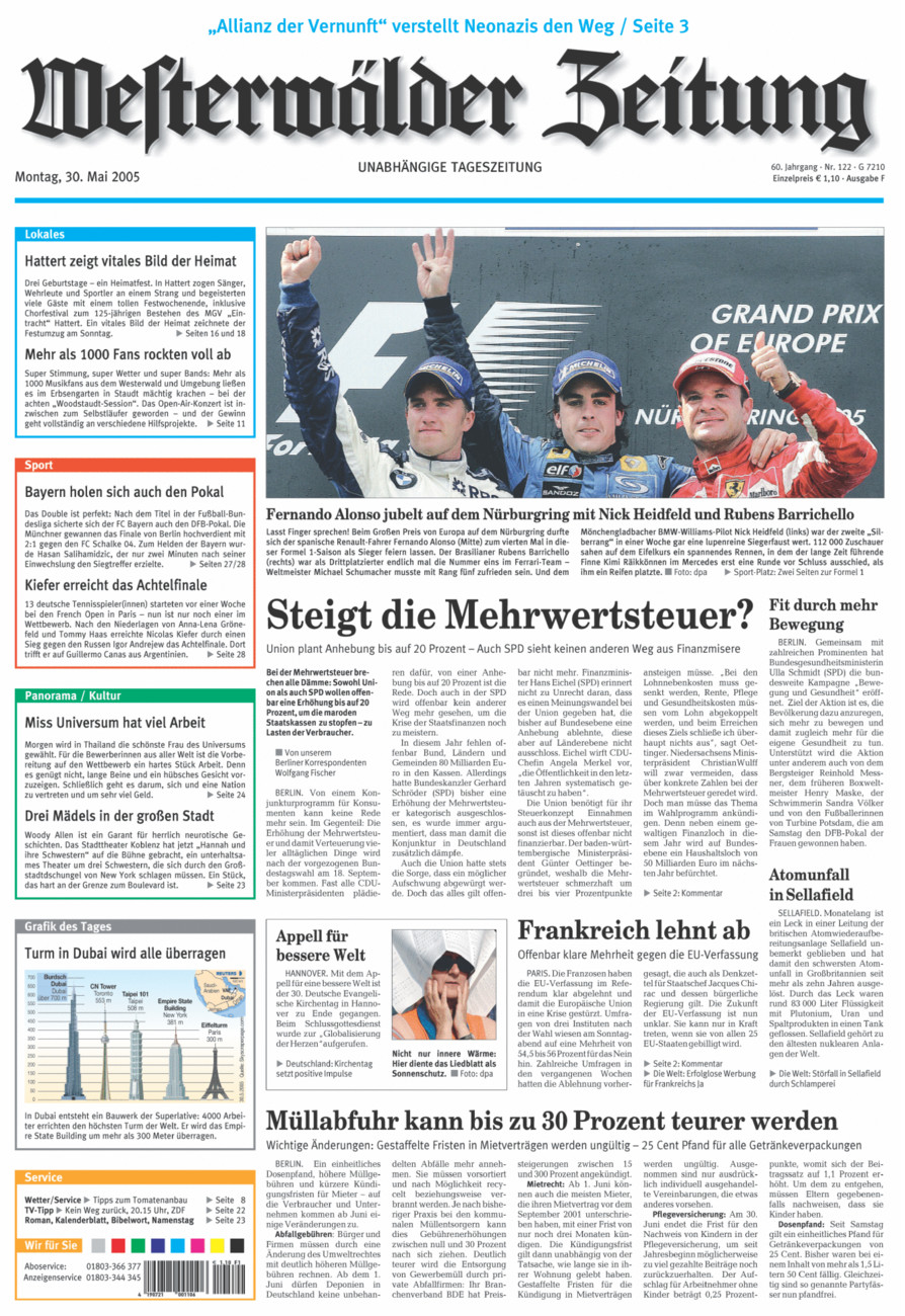 Westerwälder Zeitung vom Montag, 30.05.2005