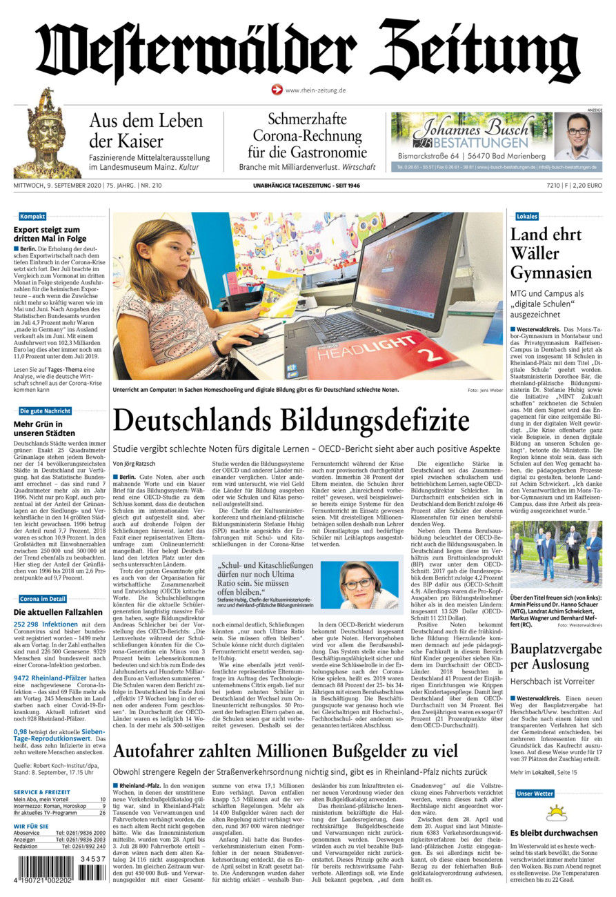 Westerwälder Zeitung vom Mittwoch, 09.09.2020