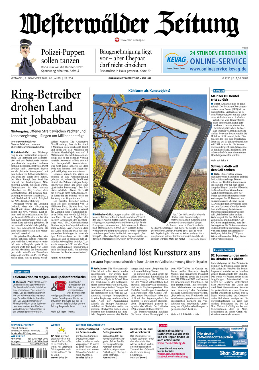 Westerwälder Zeitung vom Mittwoch, 02.11.2011