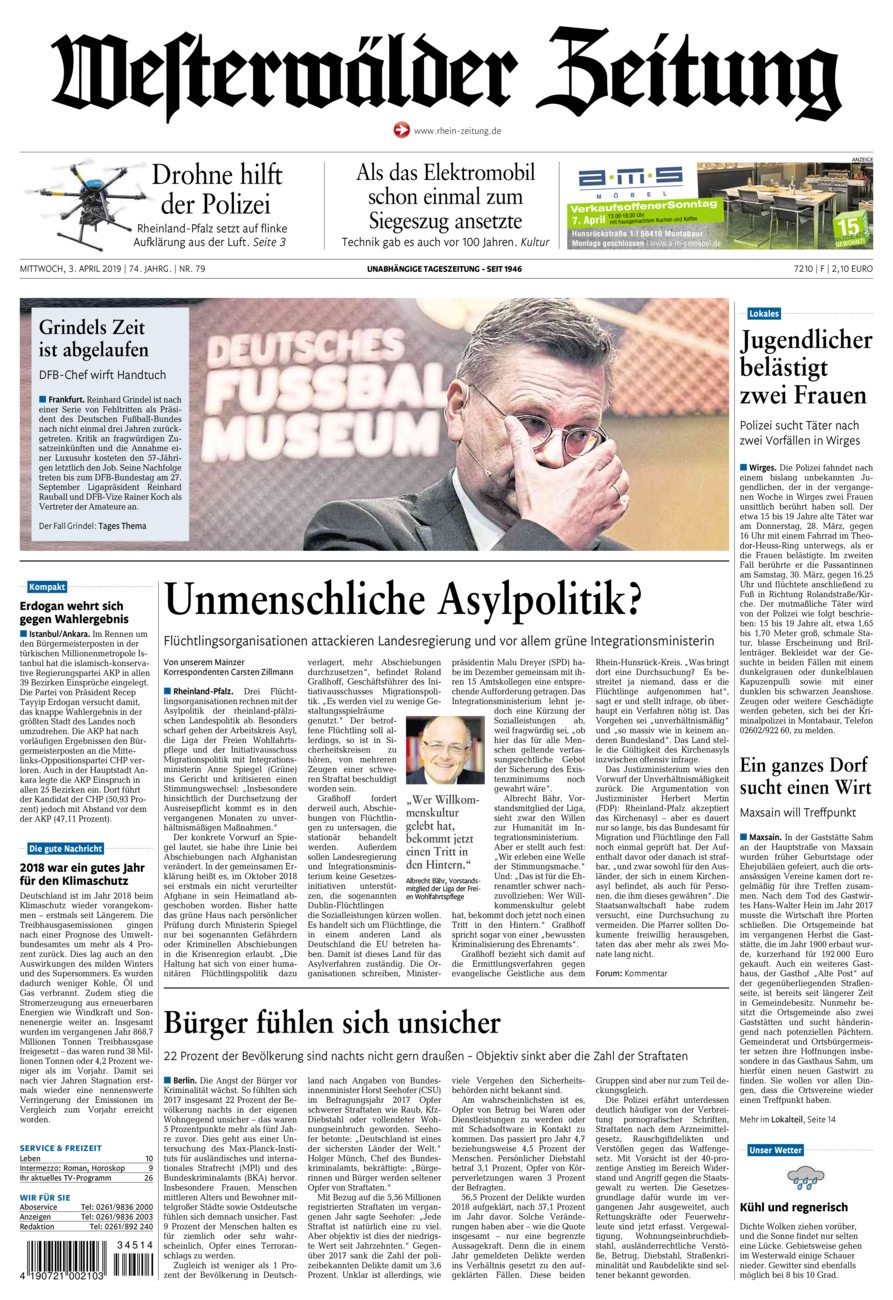 Westerwälder Zeitung vom Mittwoch, 03.04.2019