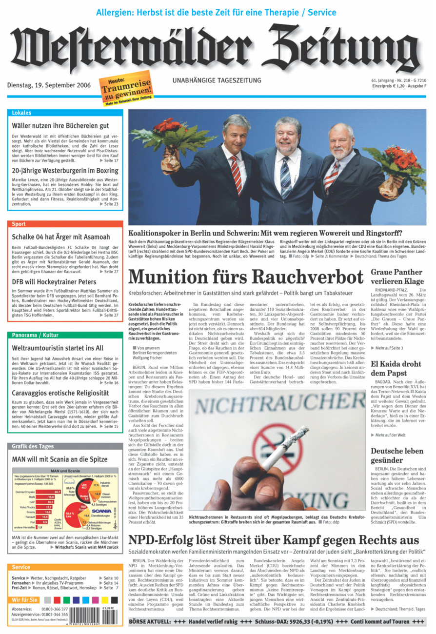 Westerwälder Zeitung vom Dienstag, 19.09.2006