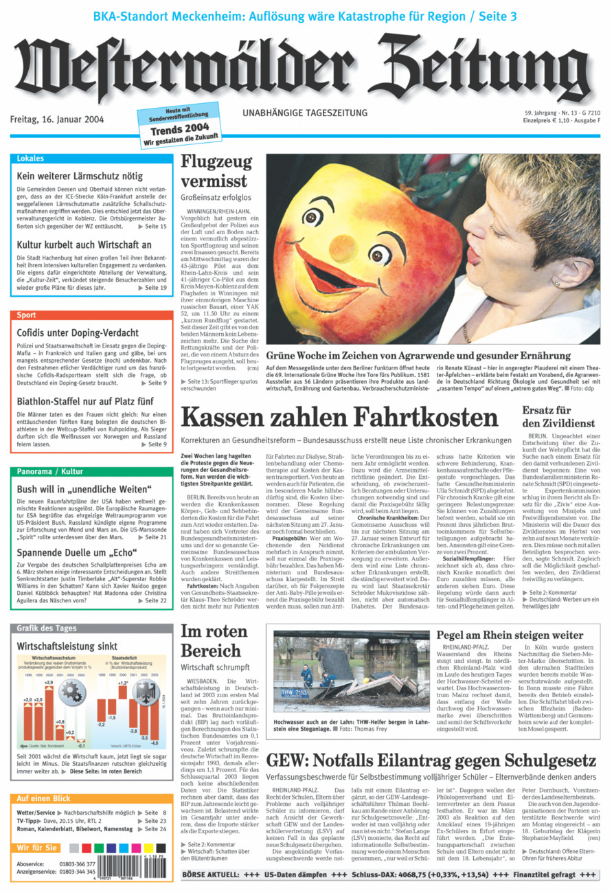 Westerwälder Zeitung vom Freitag, 16.01.2004