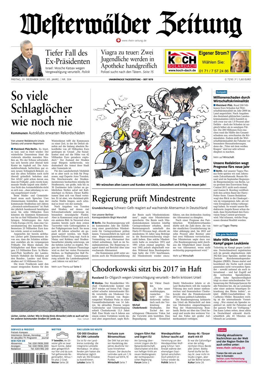 Westerwälder Zeitung vom Freitag, 31.12.2010