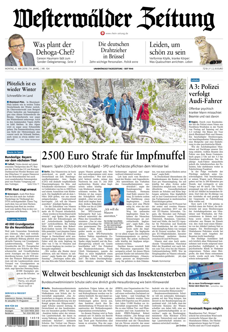 Westerwälder Zeitung vom Montag, 06.05.2019