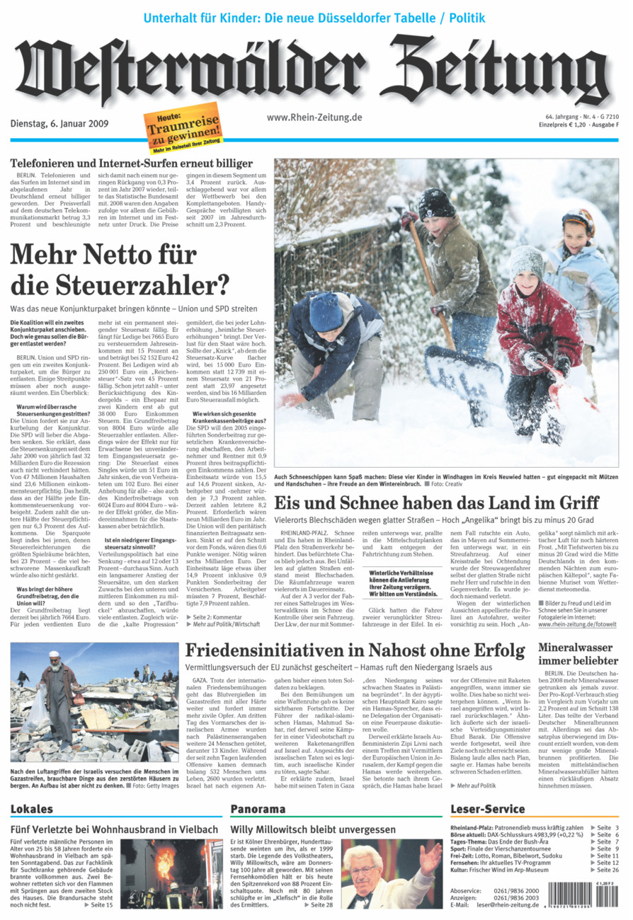Westerwälder Zeitung vom Dienstag, 06.01.2009