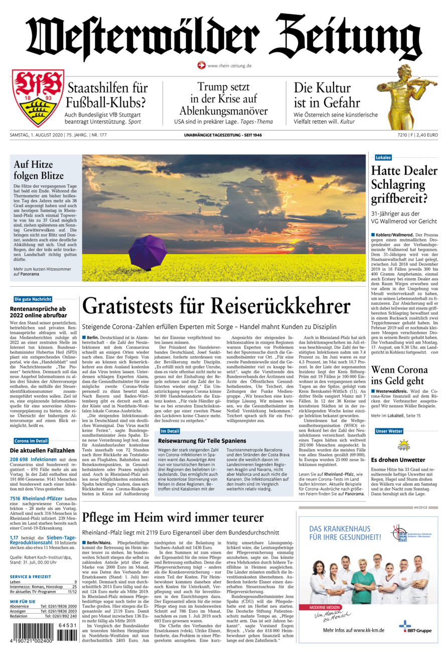 Westerwälder Zeitung vom Samstag, 01.08.2020