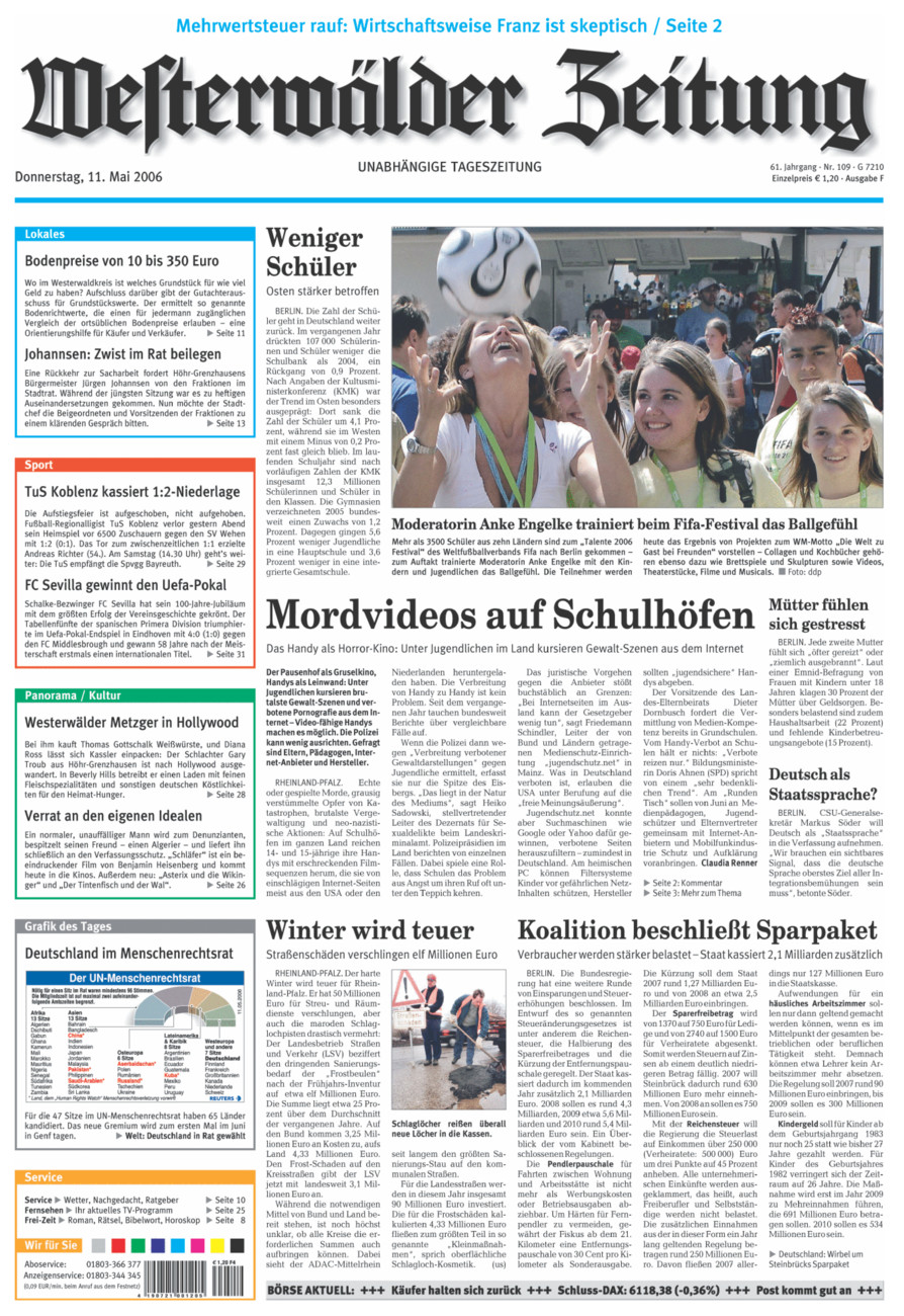 Westerwälder Zeitung vom Donnerstag, 11.05.2006