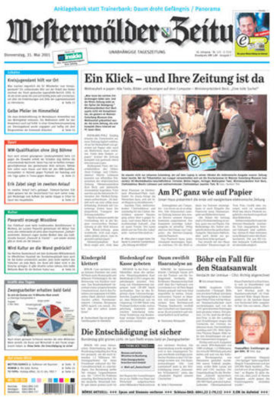 Westerwälder Zeitung vom Donnerstag, 31.05.2001