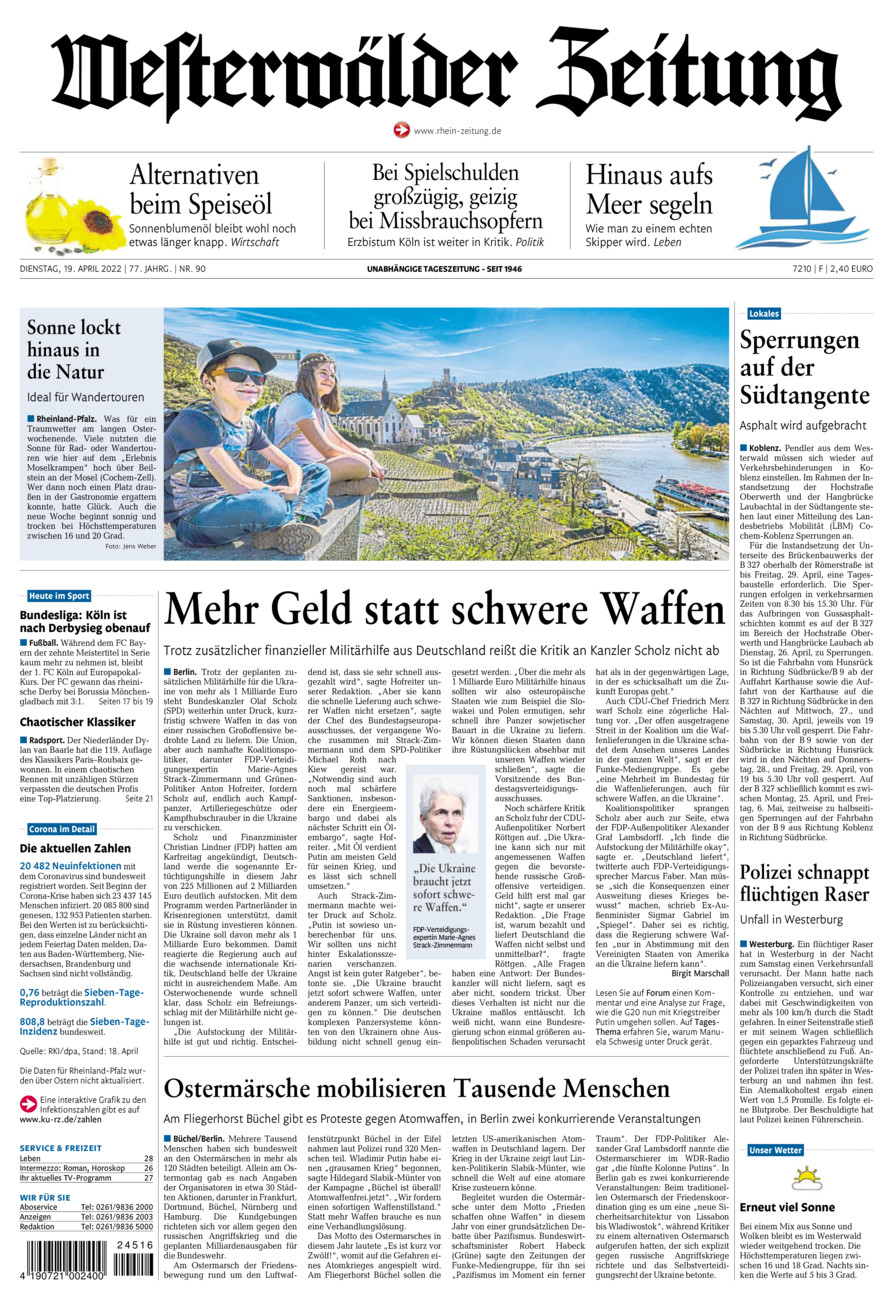 Westerwälder Zeitung vom Dienstag, 19.04.2022