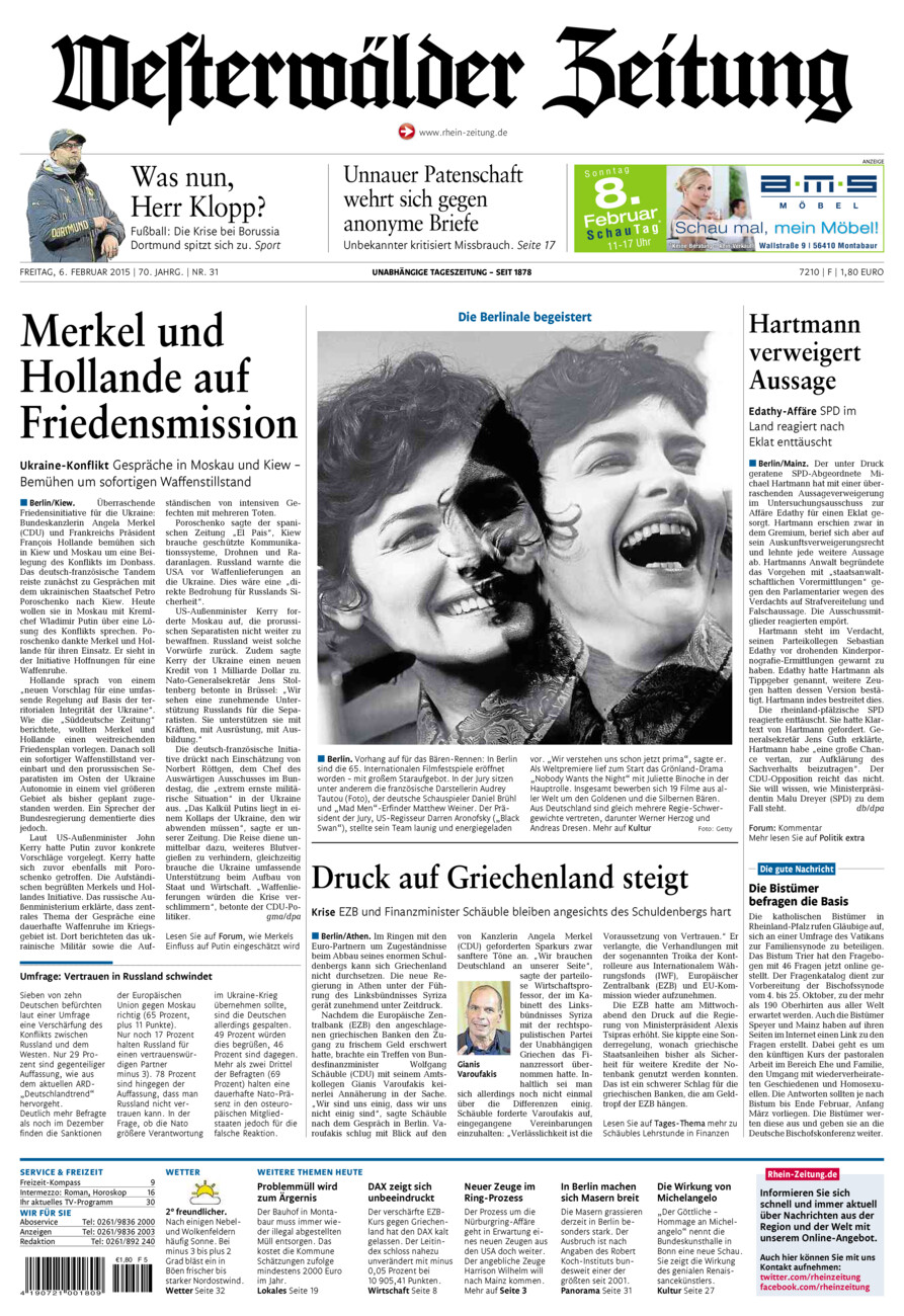 Westerwälder Zeitung vom Freitag, 06.02.2015