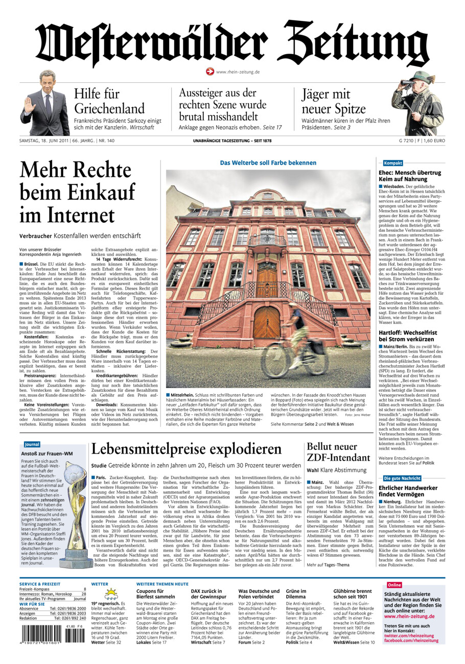 Westerwälder Zeitung vom Samstag, 18.06.2011