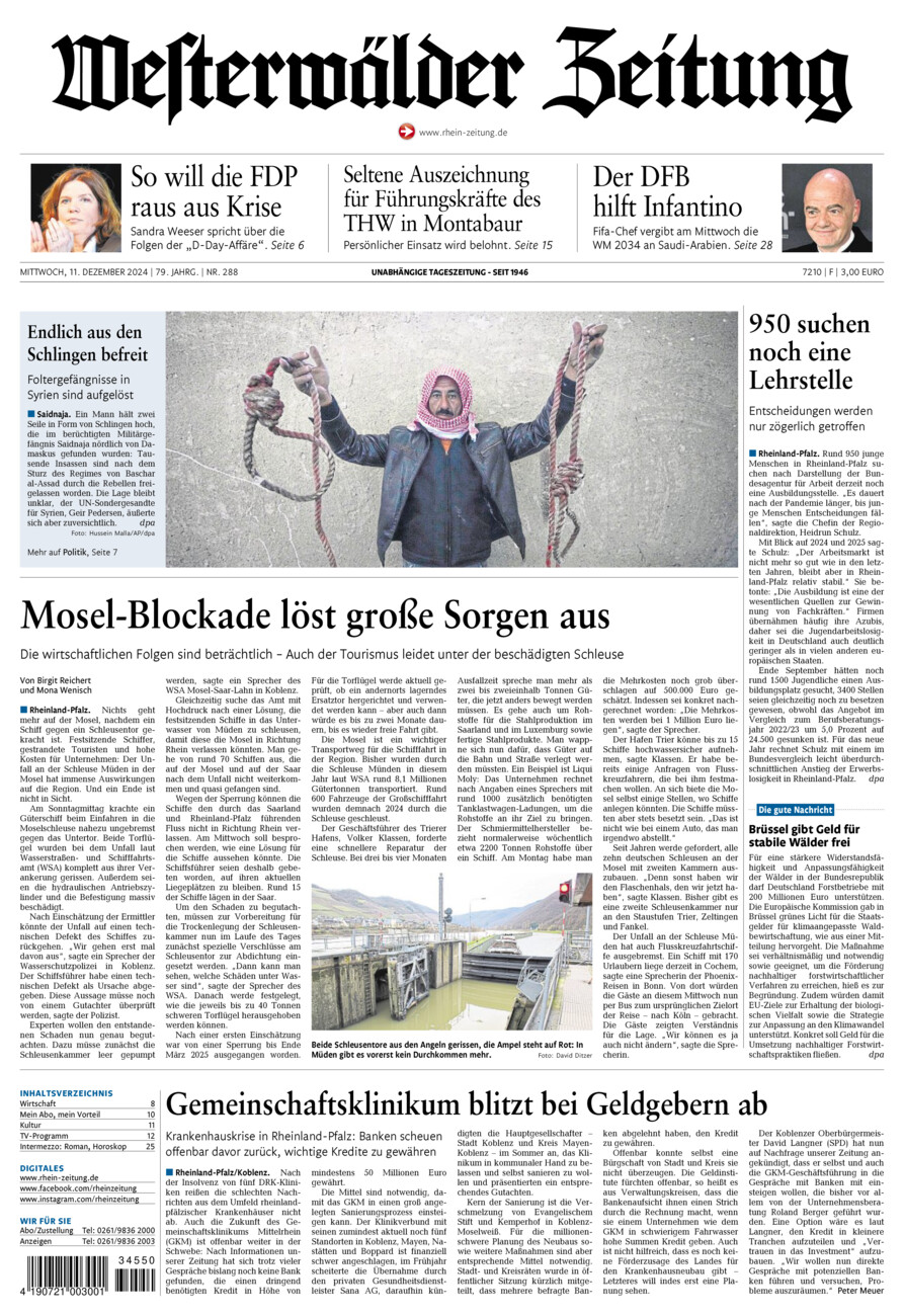 Westerwälder Zeitung vom Mittwoch, 11.12.2024