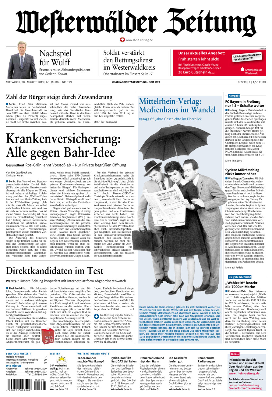 Westerwälder Zeitung vom Mittwoch, 28.08.2013