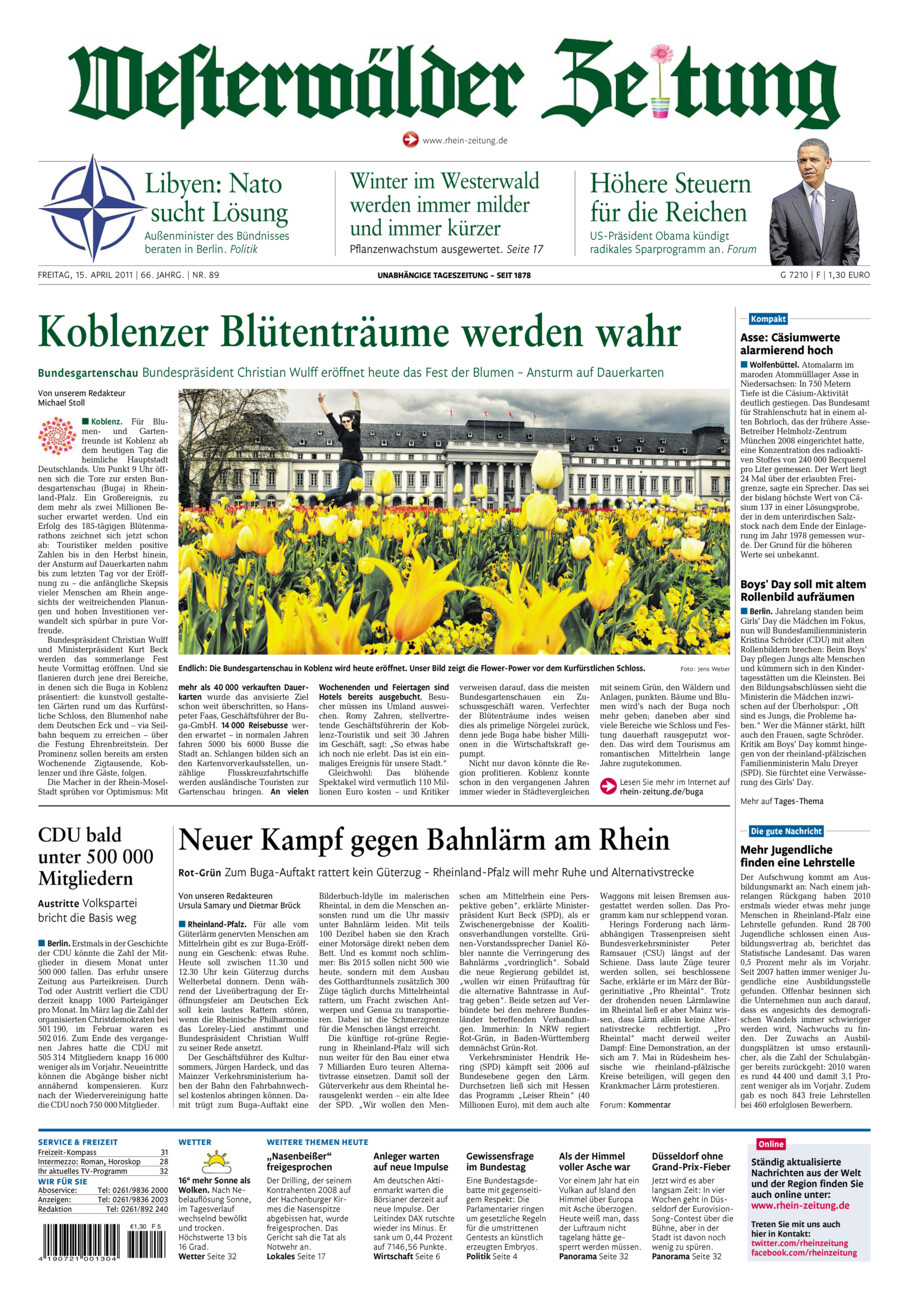 Westerwälder Zeitung vom Freitag, 15.04.2011