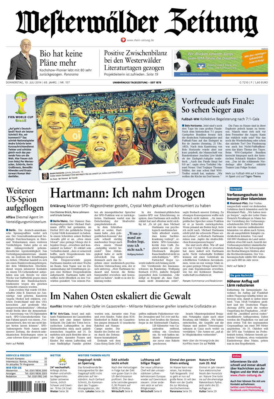 Westerwälder Zeitung vom Donnerstag, 10.07.2014