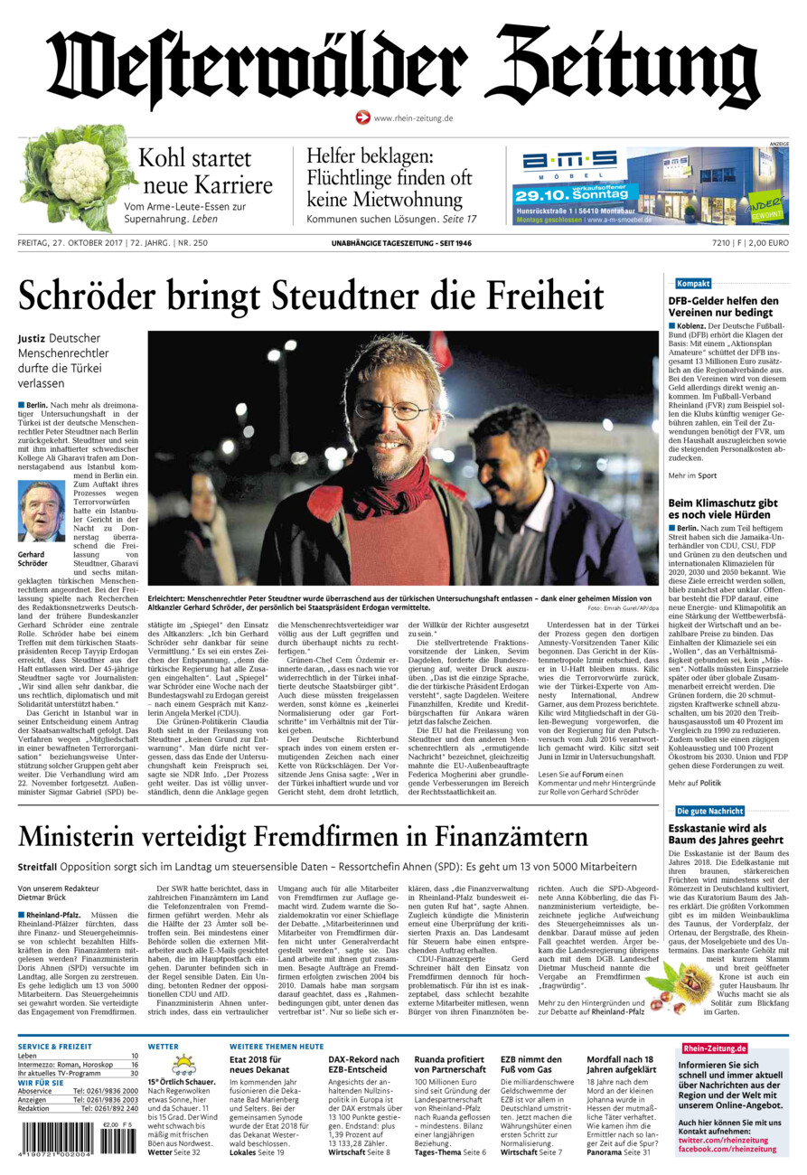 Westerwälder Zeitung vom Freitag, 27.10.2017