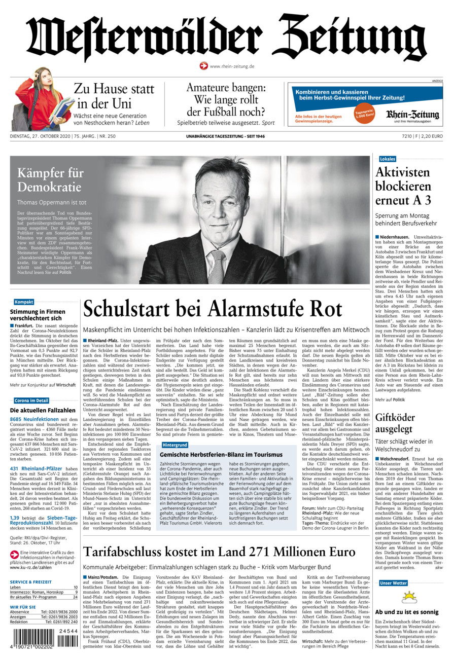 Westerwälder Zeitung vom Dienstag, 27.10.2020