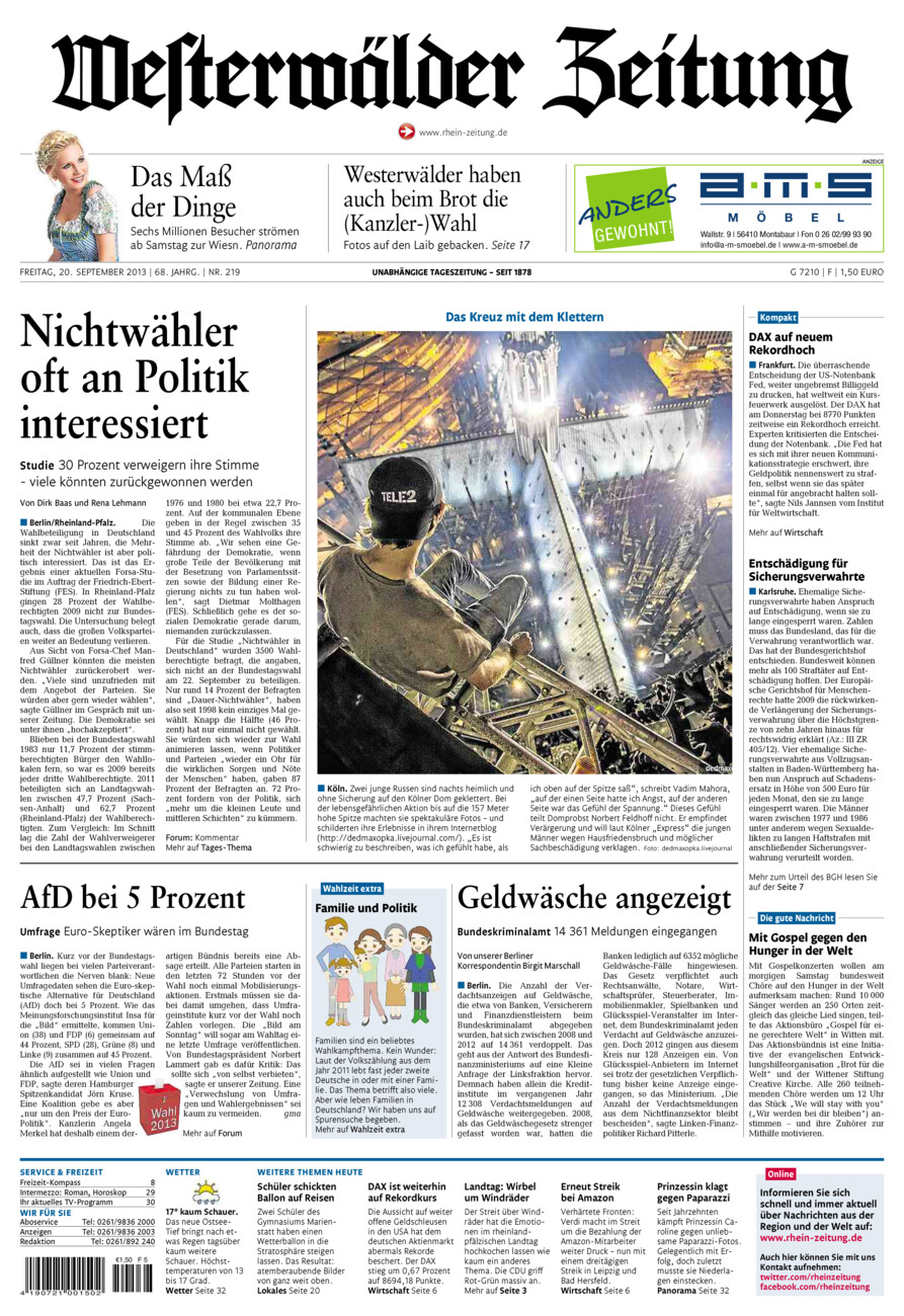 Westerwälder Zeitung vom Freitag, 20.09.2013