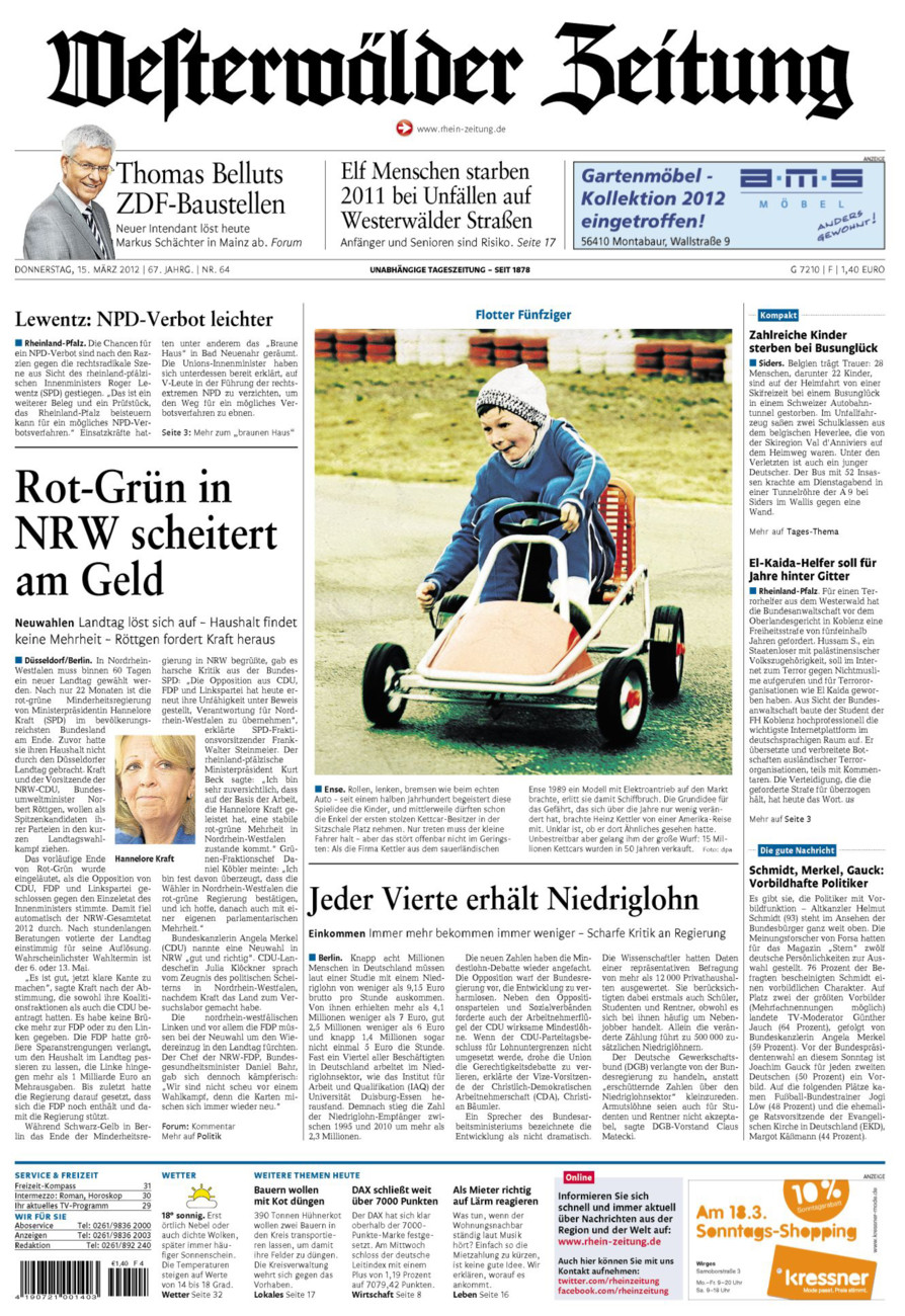 Westerwälder Zeitung vom Donnerstag, 15.03.2012