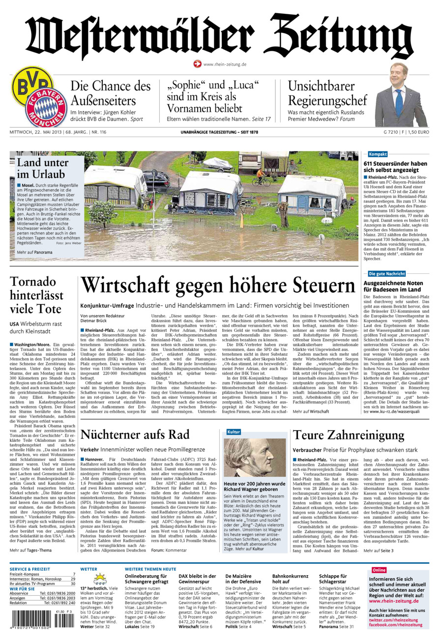 Westerwälder Zeitung vom Mittwoch, 22.05.2013