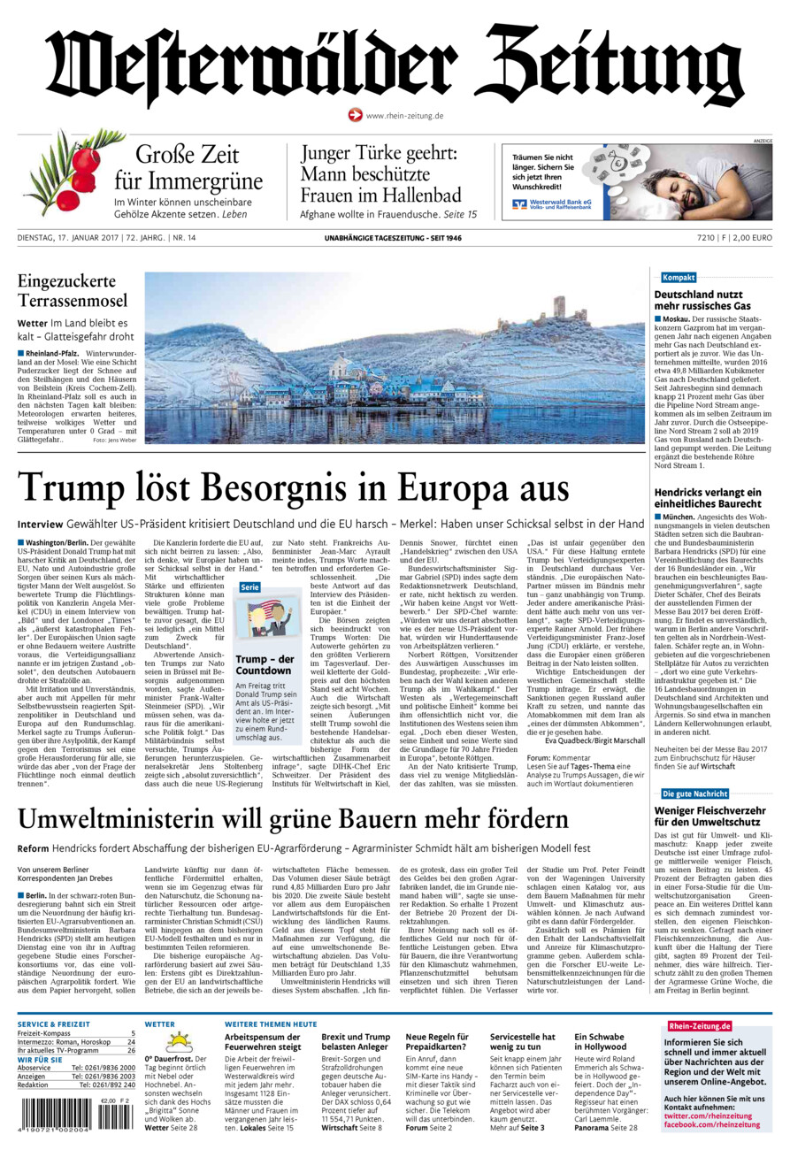 Westerwälder Zeitung vom Dienstag, 17.01.2017
