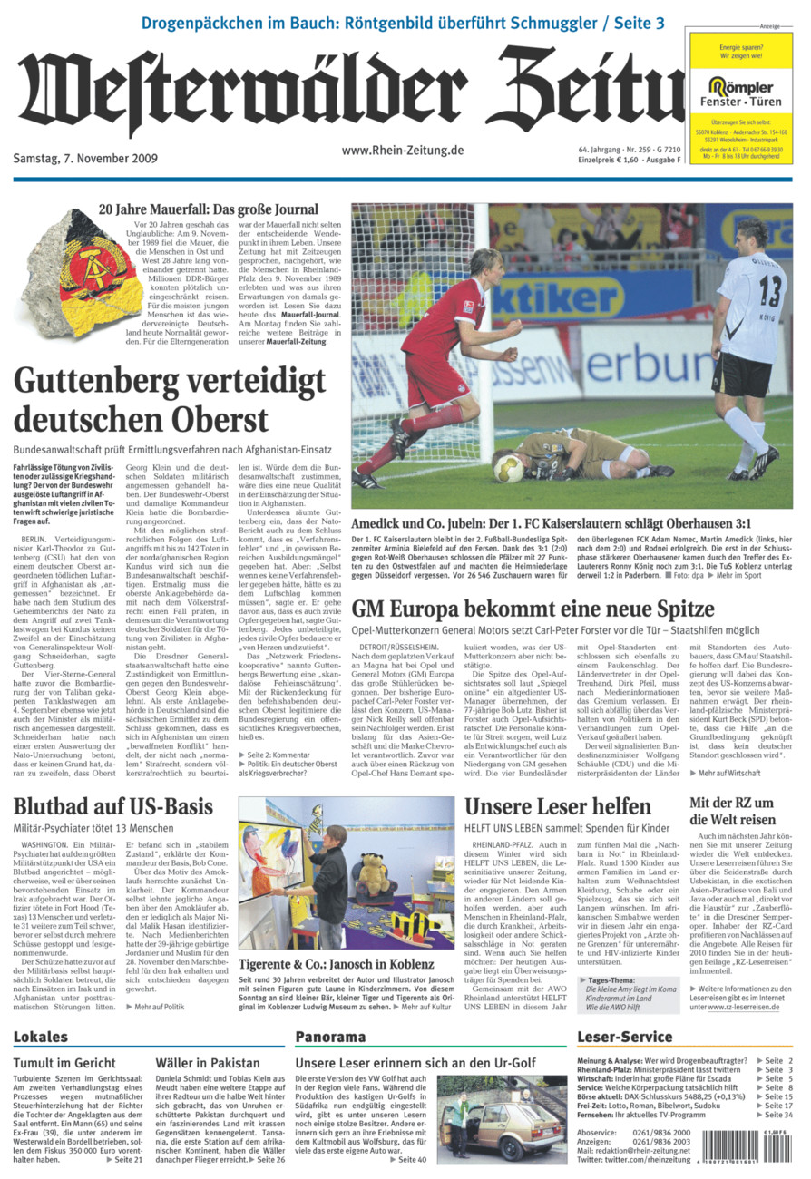 Westerwälder Zeitung vom Samstag, 07.11.2009