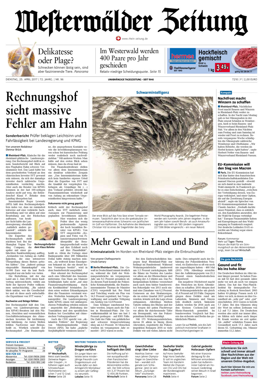 Westerwälder Zeitung vom Dienstag, 25.04.2017
