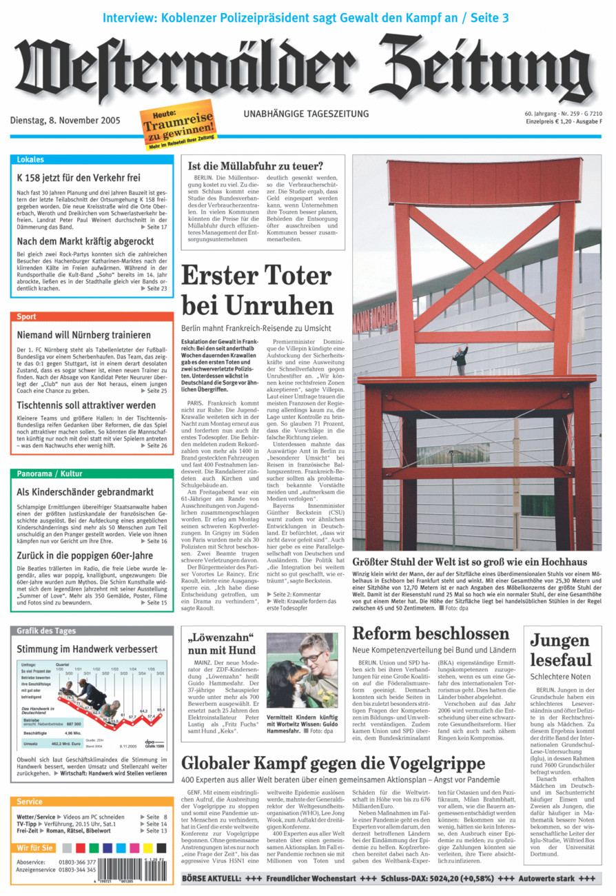 Westerwälder Zeitung vom Dienstag, 08.11.2005