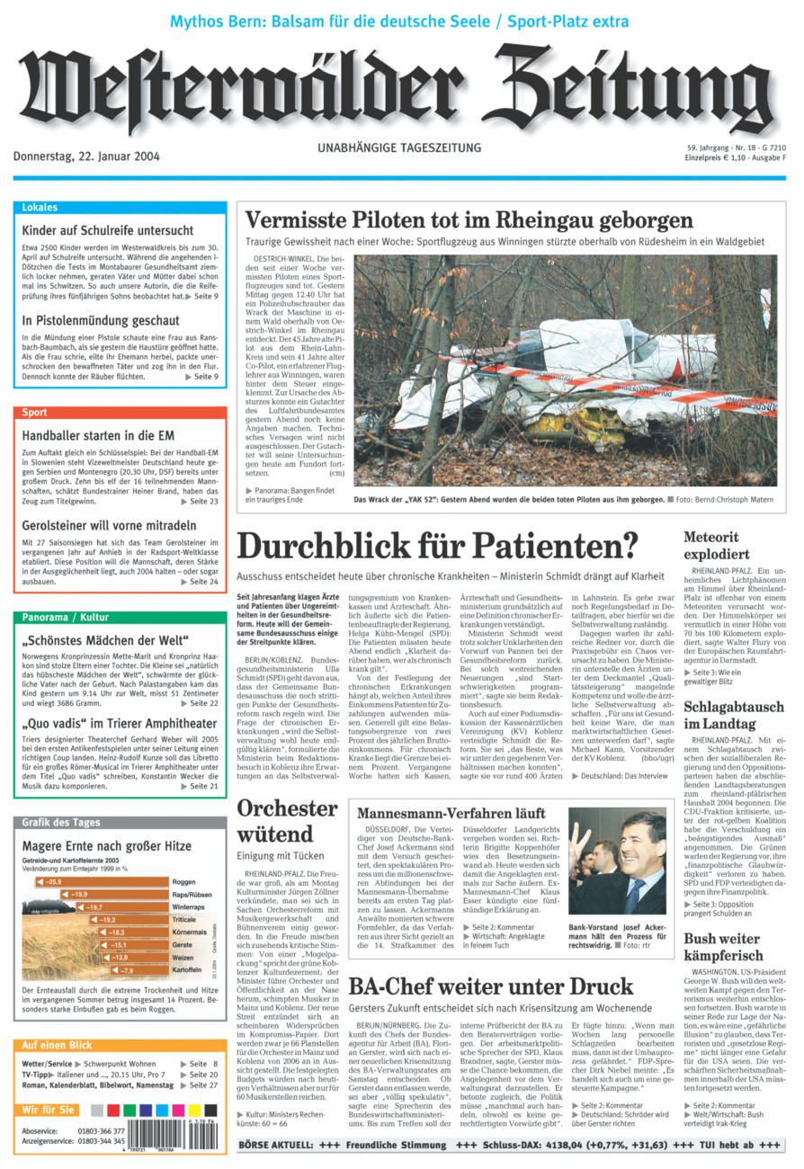 Westerwälder Zeitung vom Donnerstag, 22.01.2004