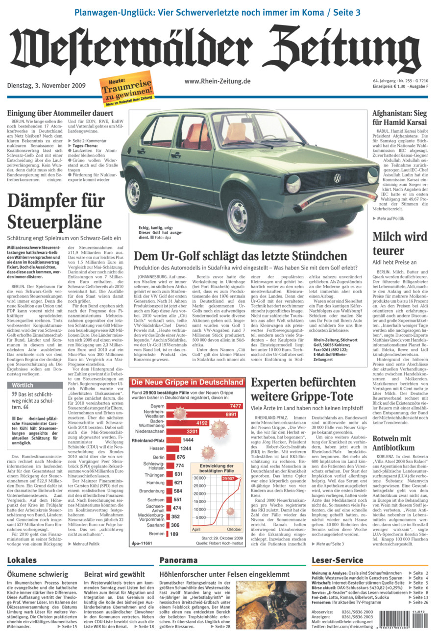 Westerwälder Zeitung vom Dienstag, 03.11.2009