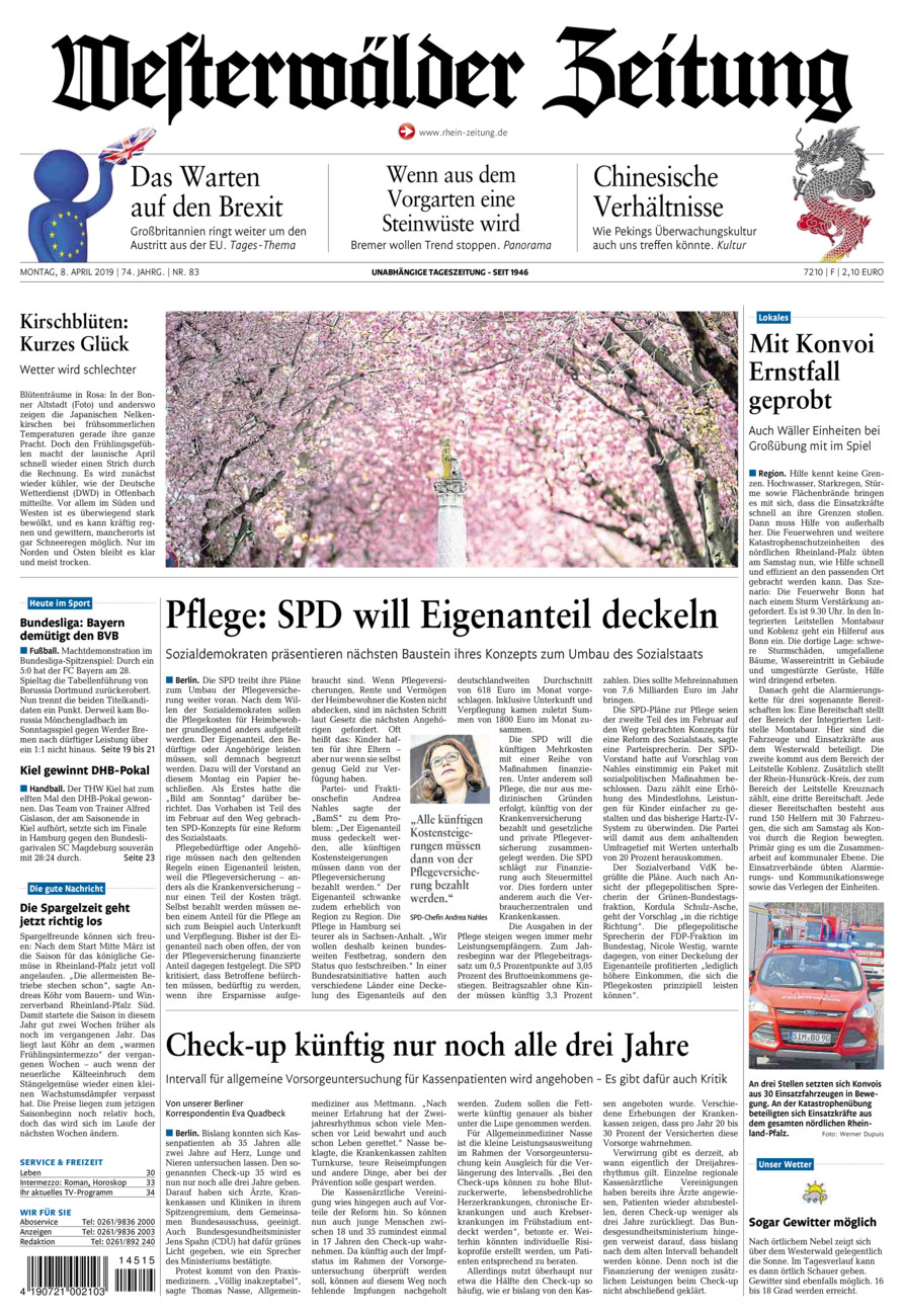 Westerwälder Zeitung vom Montag, 08.04.2019