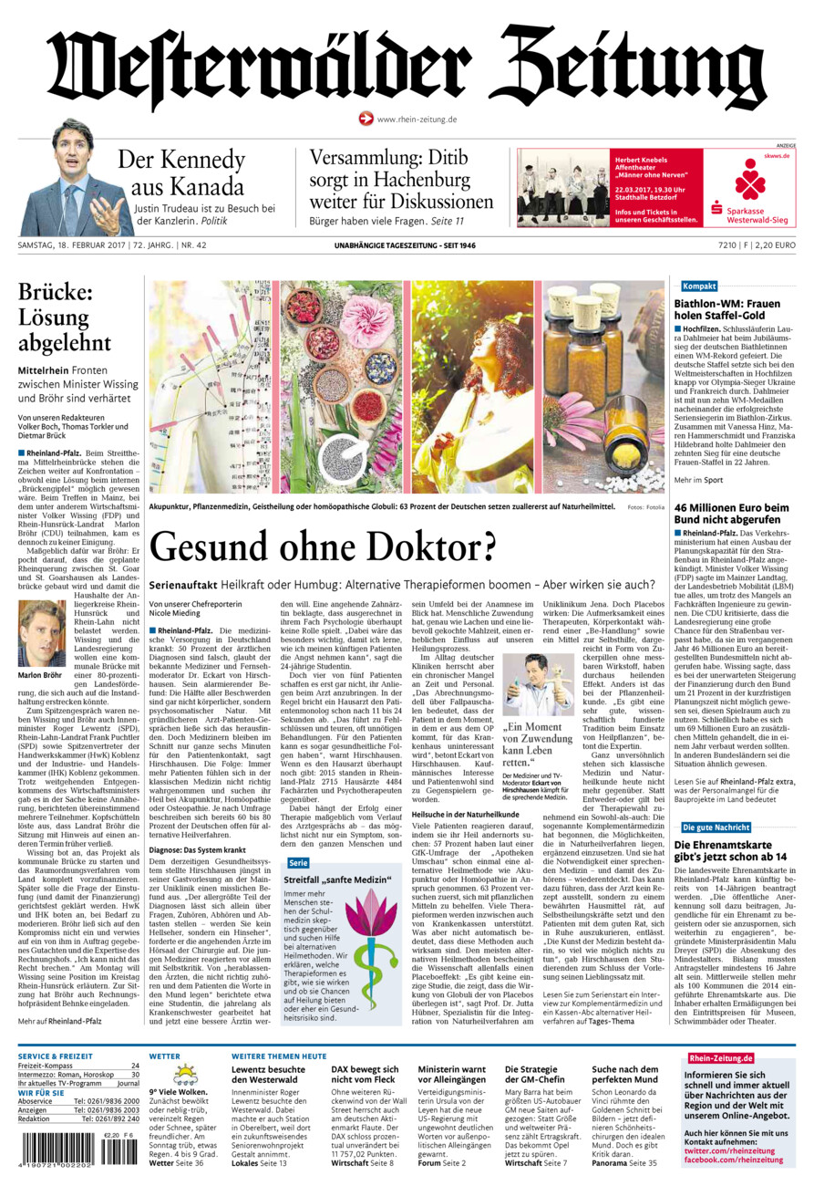 Westerwälder Zeitung vom Samstag, 18.02.2017