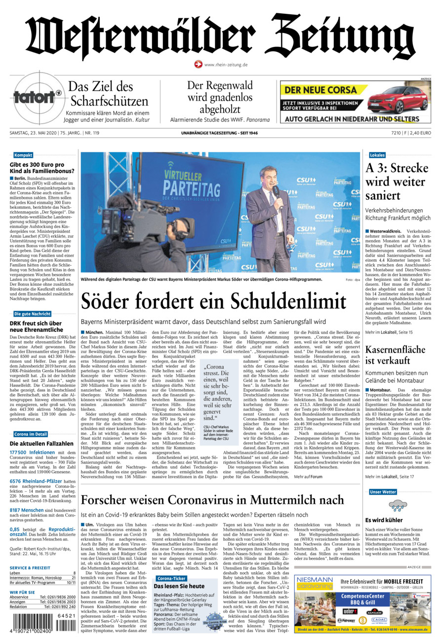Westerwälder Zeitung vom Samstag, 23.05.2020
