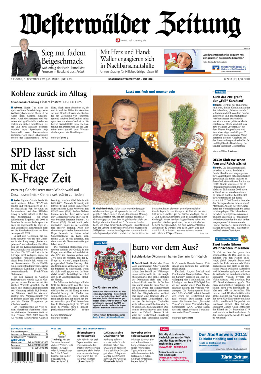 Westerwälder Zeitung vom Dienstag, 06.12.2011