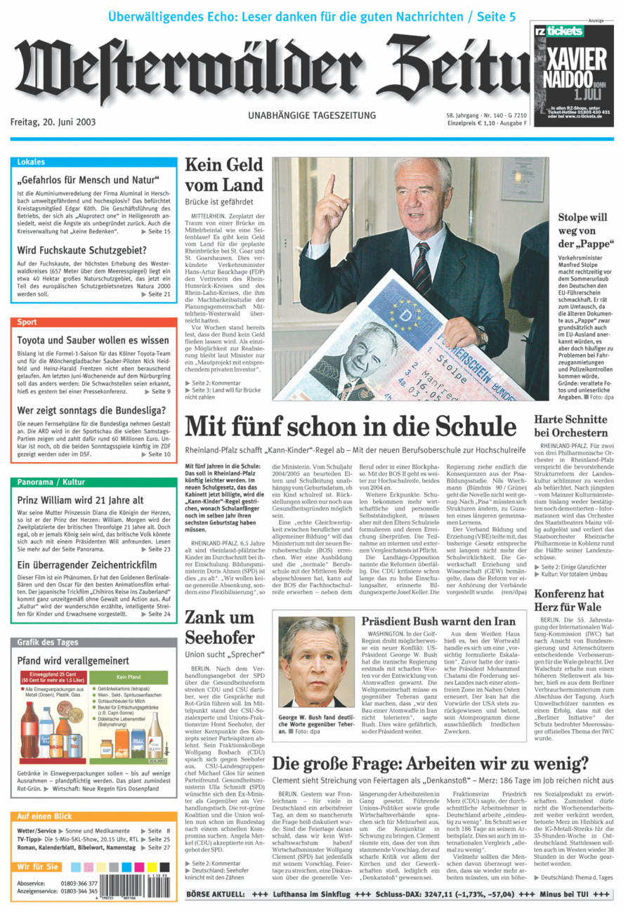 Westerwälder Zeitung vom Freitag, 20.06.2003