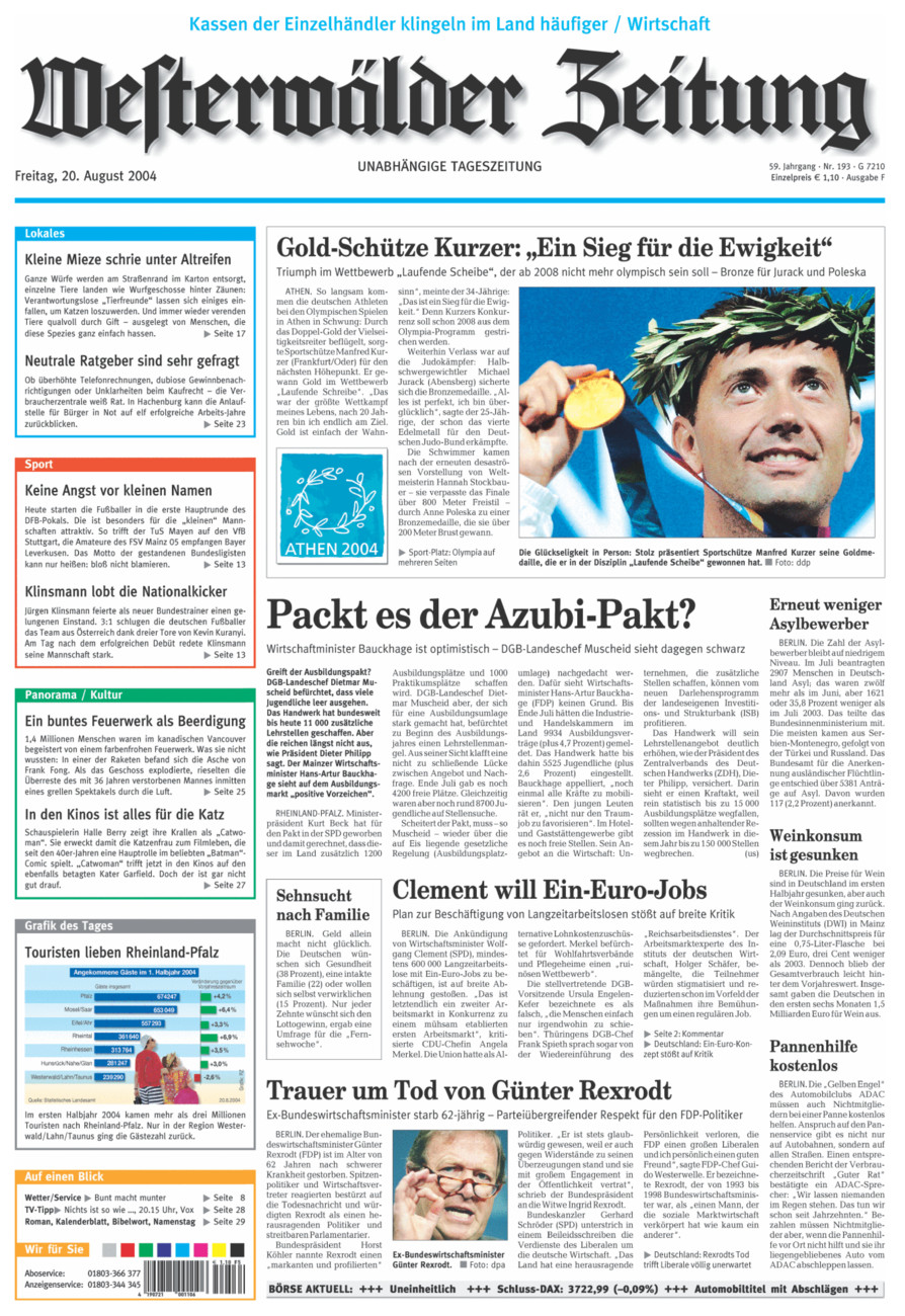 Westerwälder Zeitung vom Freitag, 20.08.2004