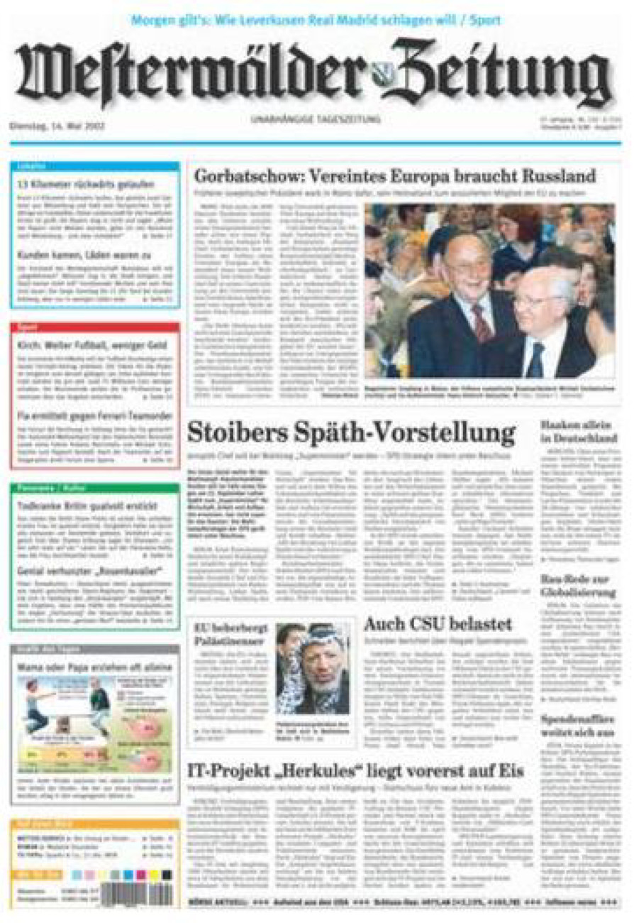 Westerwälder Zeitung vom Dienstag, 14.05.2002
