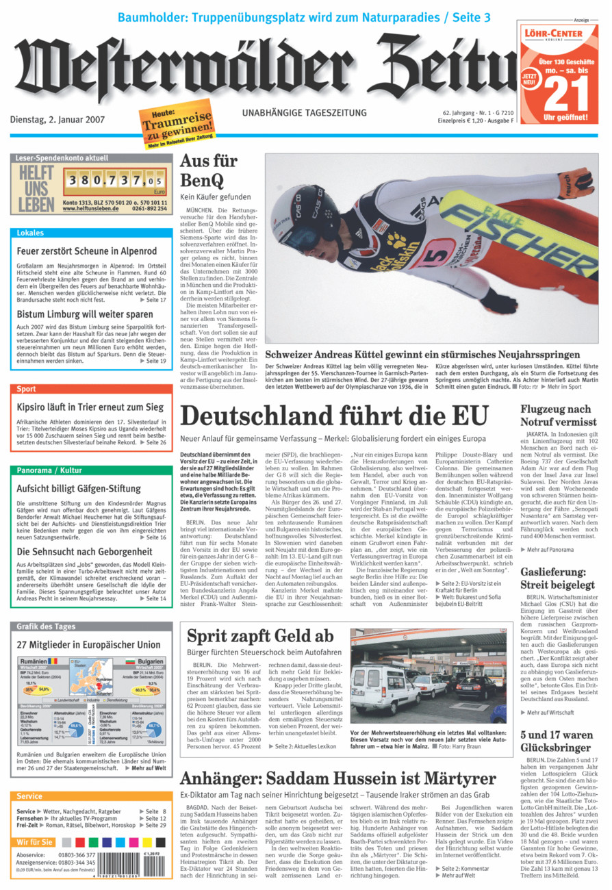 Westerwälder Zeitung vom Dienstag, 02.01.2007
