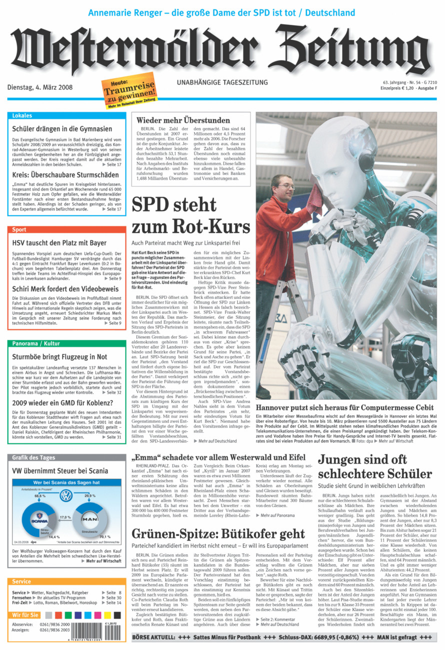 Westerwälder Zeitung vom Dienstag, 04.03.2008
