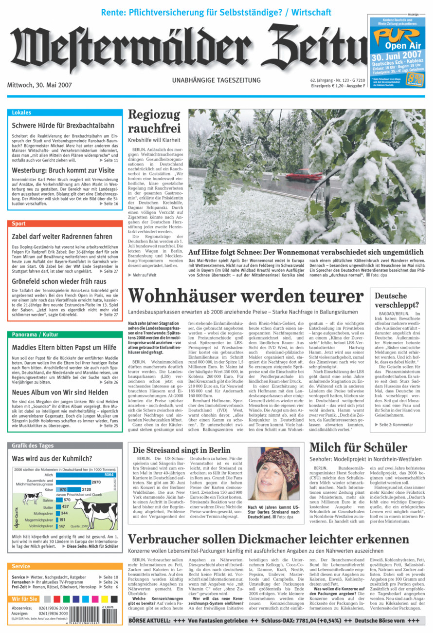 Westerwälder Zeitung vom Mittwoch, 30.05.2007