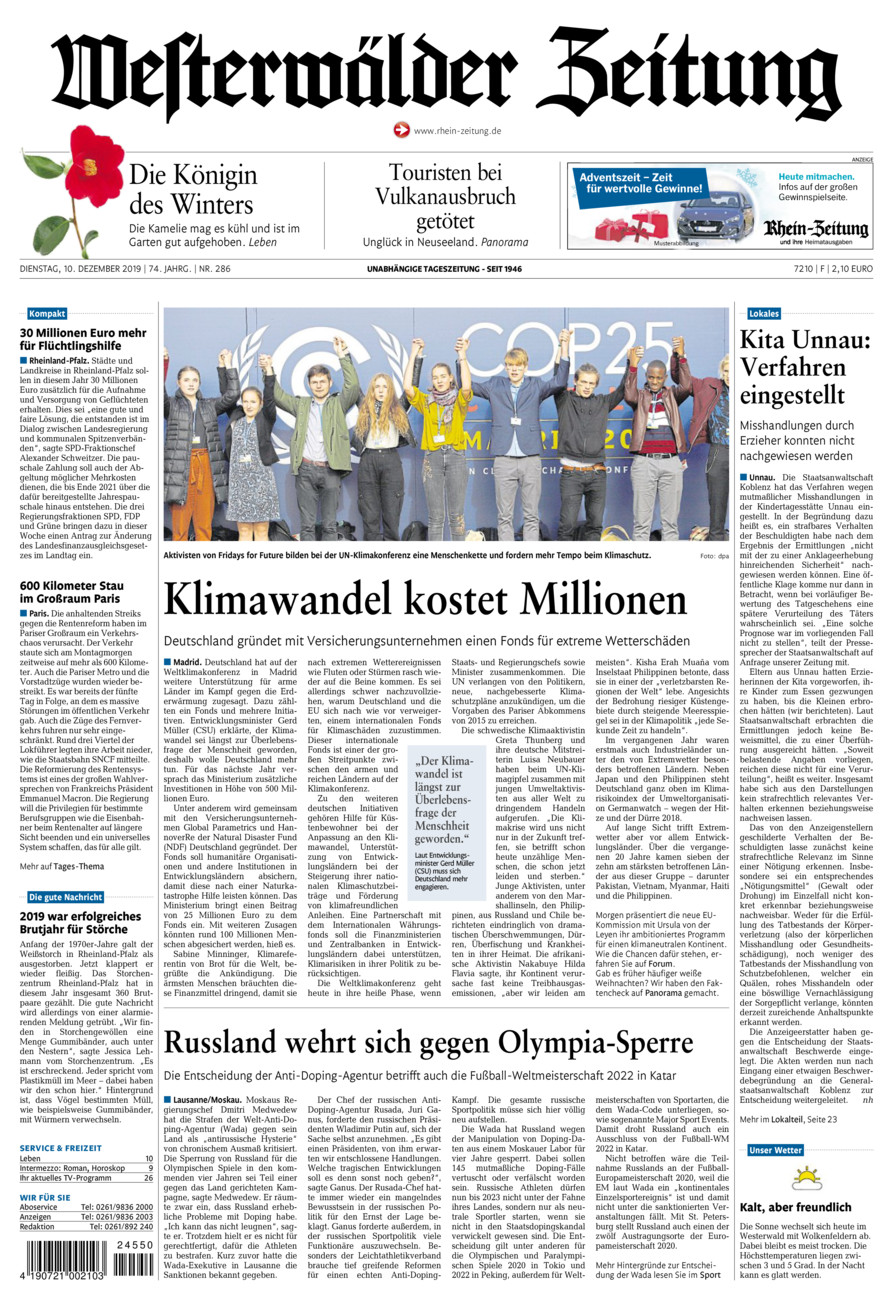 Westerwälder Zeitung vom Dienstag, 10.12.2019